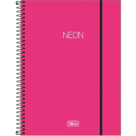Caderno 10 Matérias Neon Rosa 160 Fls - Tilibra
